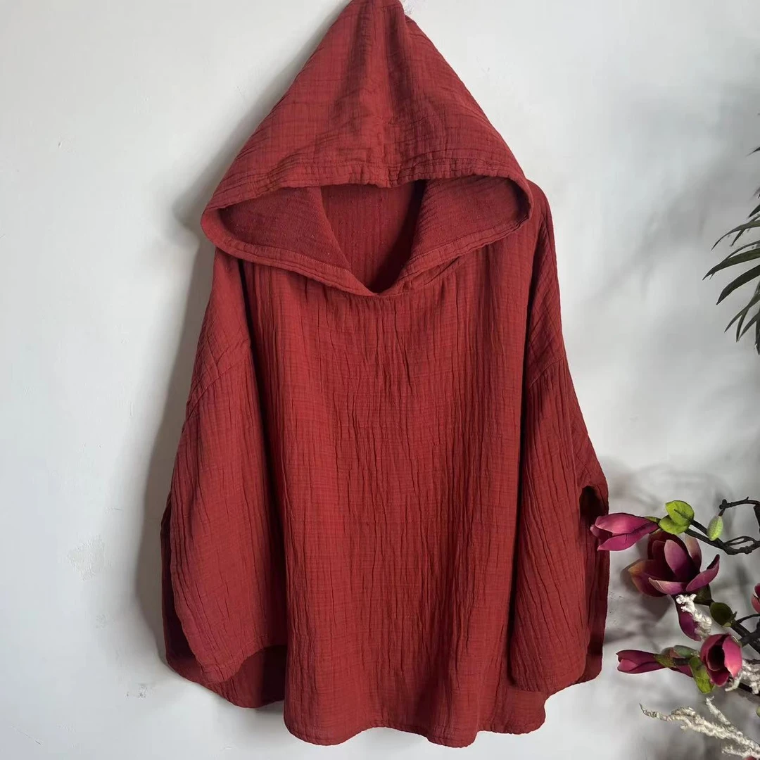 花璟原创设计炒色做旧连帽上衣小衫（衣长68胸围145）