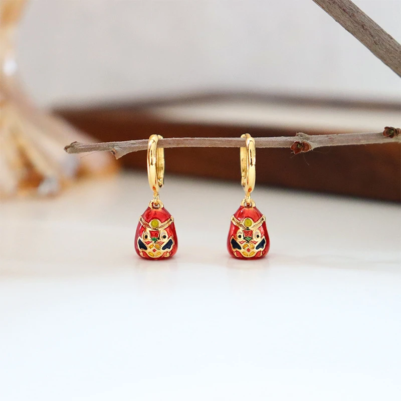 9443#小财神#中式时尚彩色滴油印钞鸡国风耳环