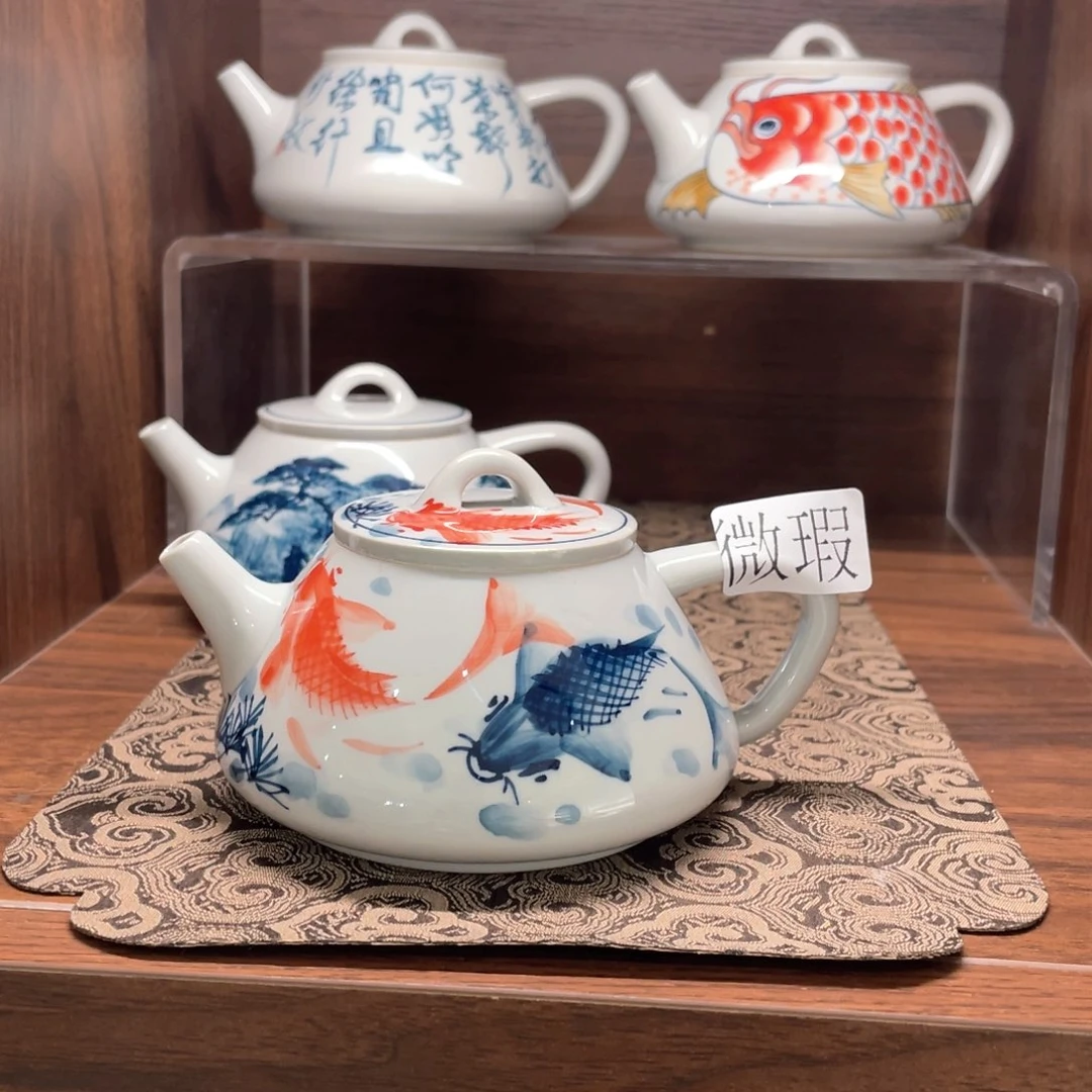 釉下手绘茶具微瑕