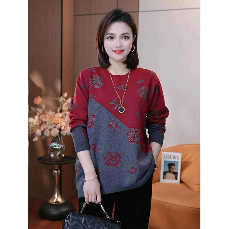 新款针织衫毛衣洋气百搭冬季显瘦保暖时尚气质小衫宽松中老年女装