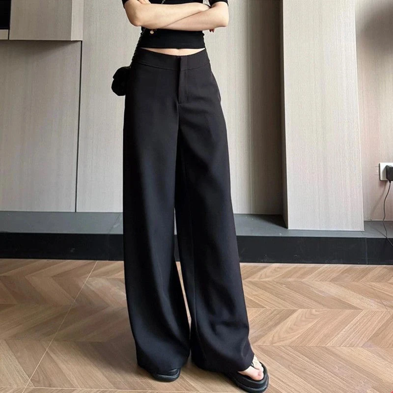 阔腿裤垂坠西装面料显气质百搭长裤高腰百搭拖地裤夏季时尚直筒裤