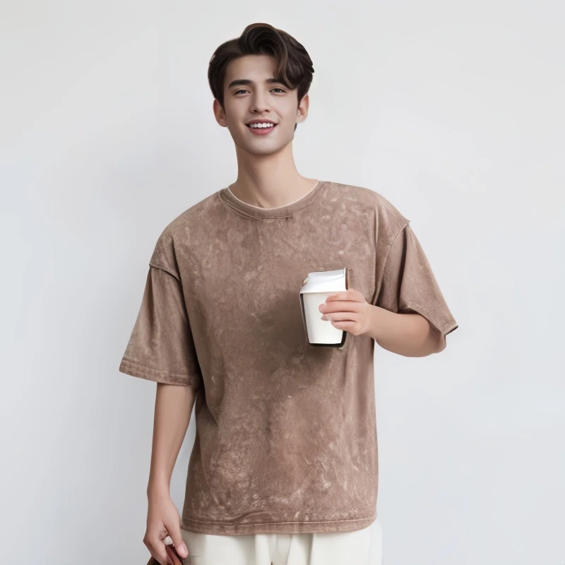 短袖男款$23 新款宽松水洗体恤夏季上衣服宽松半袖t恤男生复古