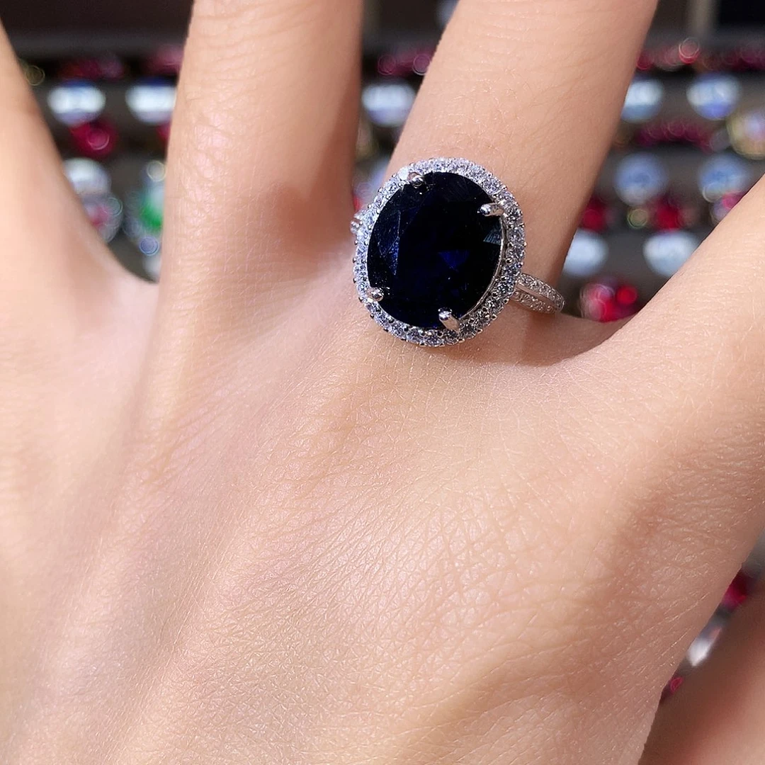 无925银皇家蓝色戒指
