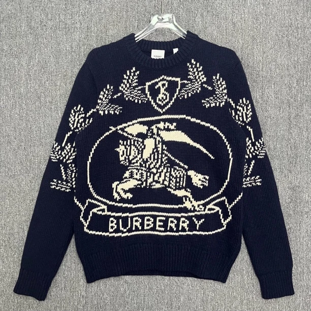 99新 BURBERRY/博柏利 战马提花圆领羊毛毛衣/S码/99新/13281