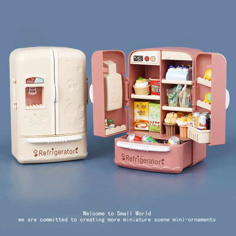 儿童玩具仿真冰箱双开门女孩娃男孩屋迷你厨房食玩成长礼物过家家