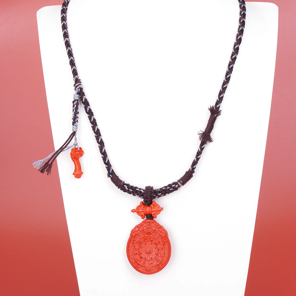 含辰砂工艺品朱砂九宫八卦藏式项链毛衣链吊坠原创设计如意配饰