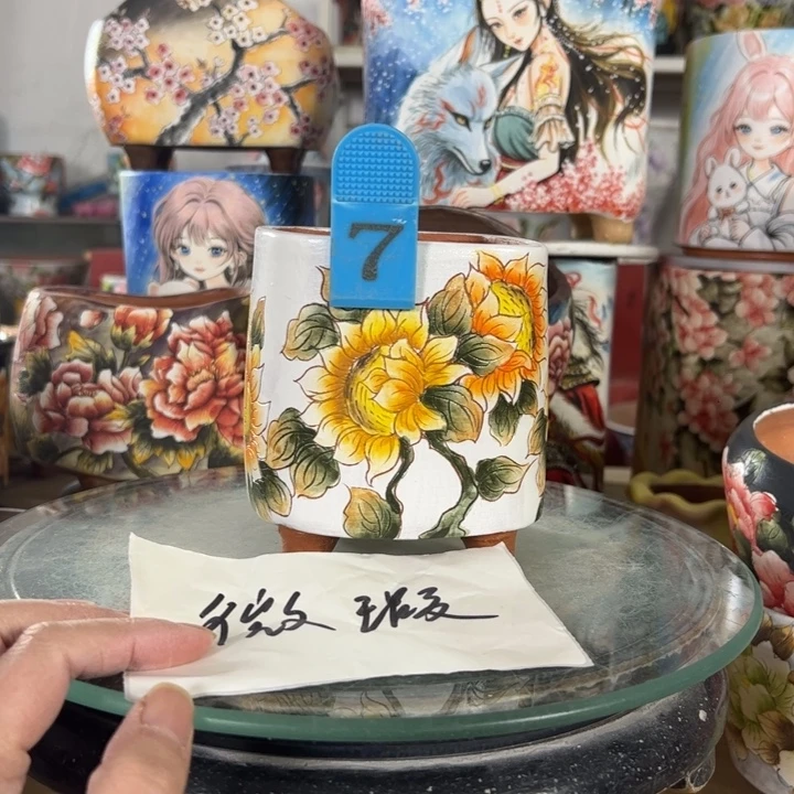 满38包邮景德镇手绘花盆