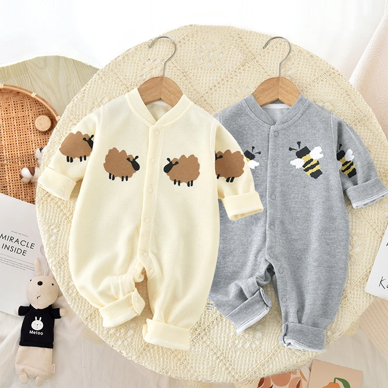 【春秋上新】婴儿秋装哈衣宝宝针织对开连体衣新生儿爬爬服萌娃衣服