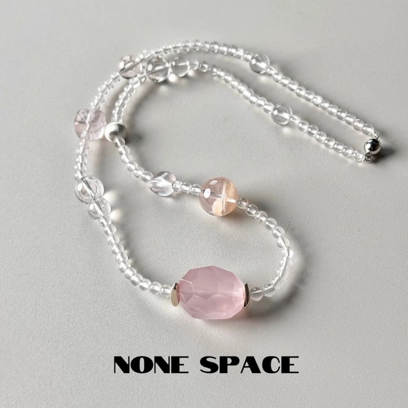 无境NONE SPACE【桃桃气泡】原创设计粉水随行水晶项链