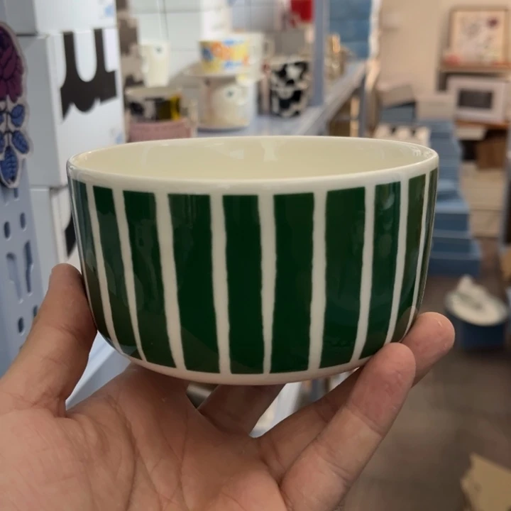 marimekko绿条纹500ml碗