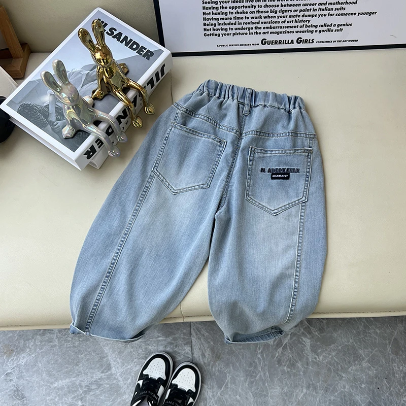 男童夏季牛仔裤薄款防蚊裤儿童洋气九分休闲裤宽松中小童长裤子潮