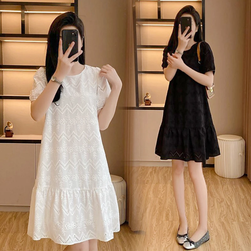 茶歇风法式连衣裙女2025夏季新款全棉宽松显瘦甜美减龄复古裙子