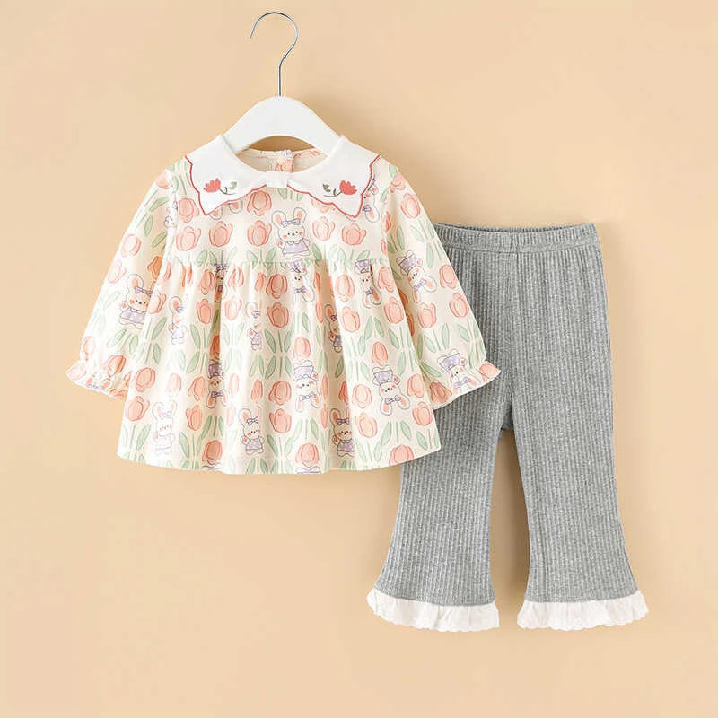 英国MK&DK女宝宝套装时髦衣服两件套纯棉春秋款分体外出服小童新