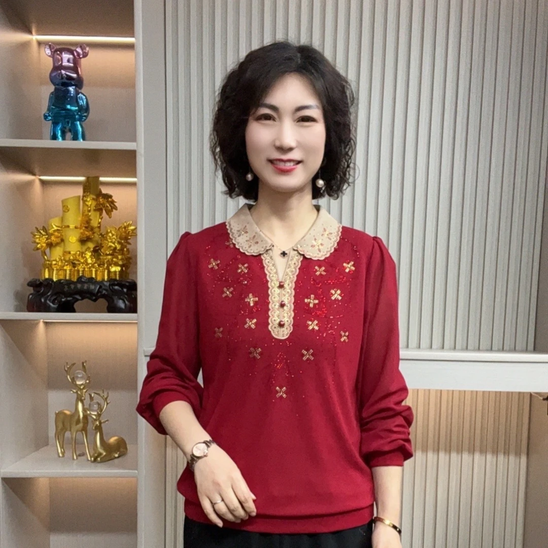 妈妈装流行时尚潮牌女装宽松春装女士独特漂亮小衫休闲百搭中老年