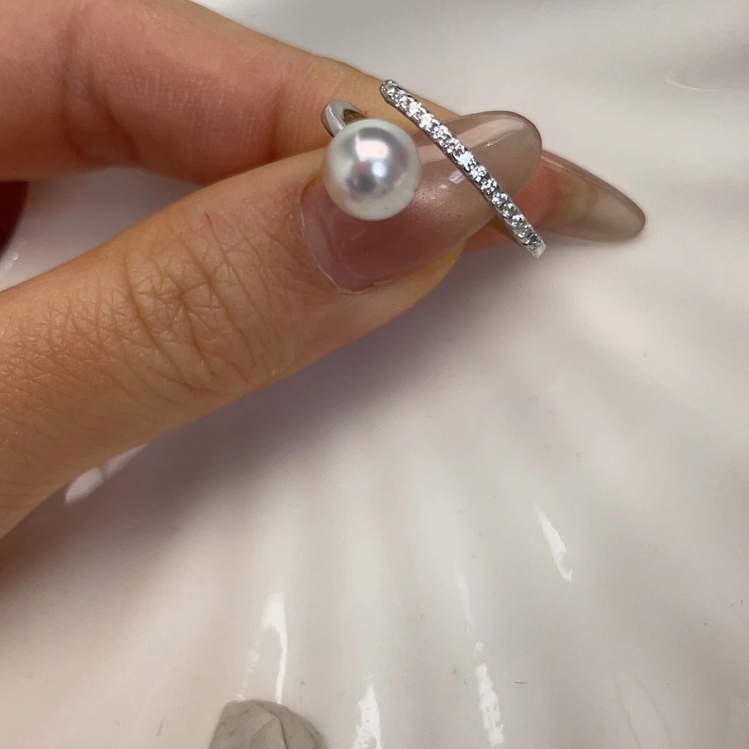 银S925镶嵌戒指海水珍珠