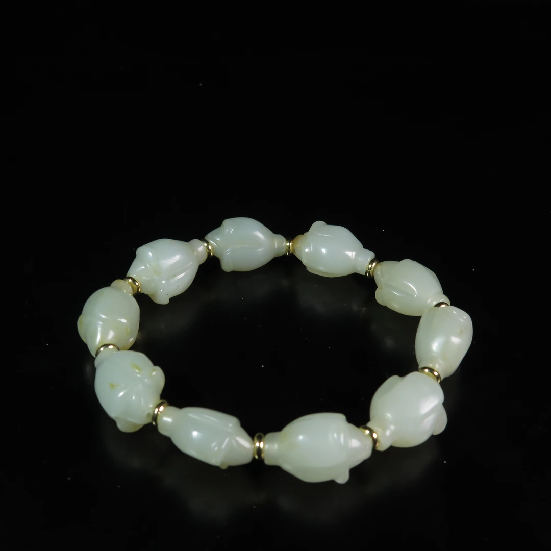 民国和田玉兰花串饰/MZ067447/和田玉/民族文物