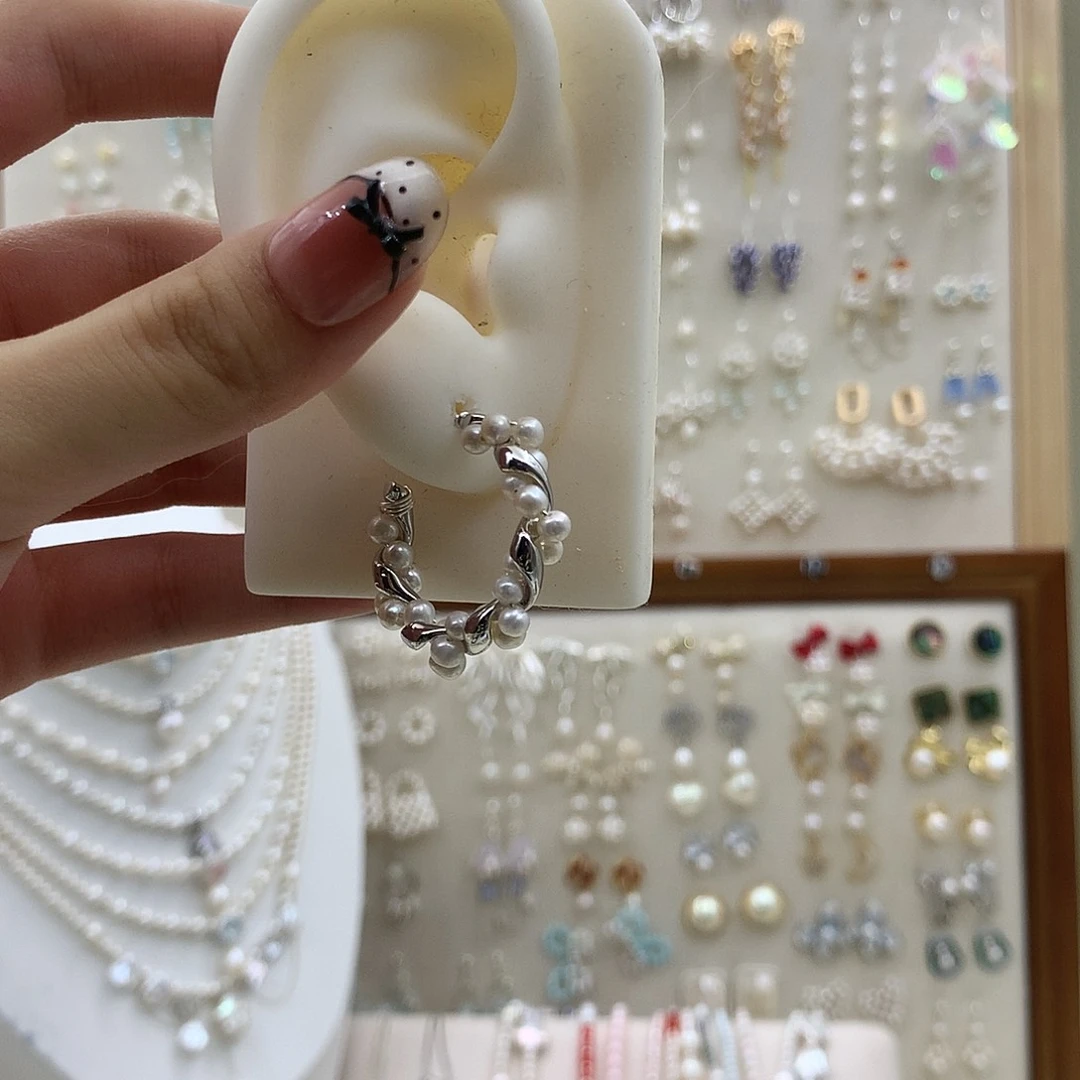 淡水珍珠耳饰银S925镶嵌