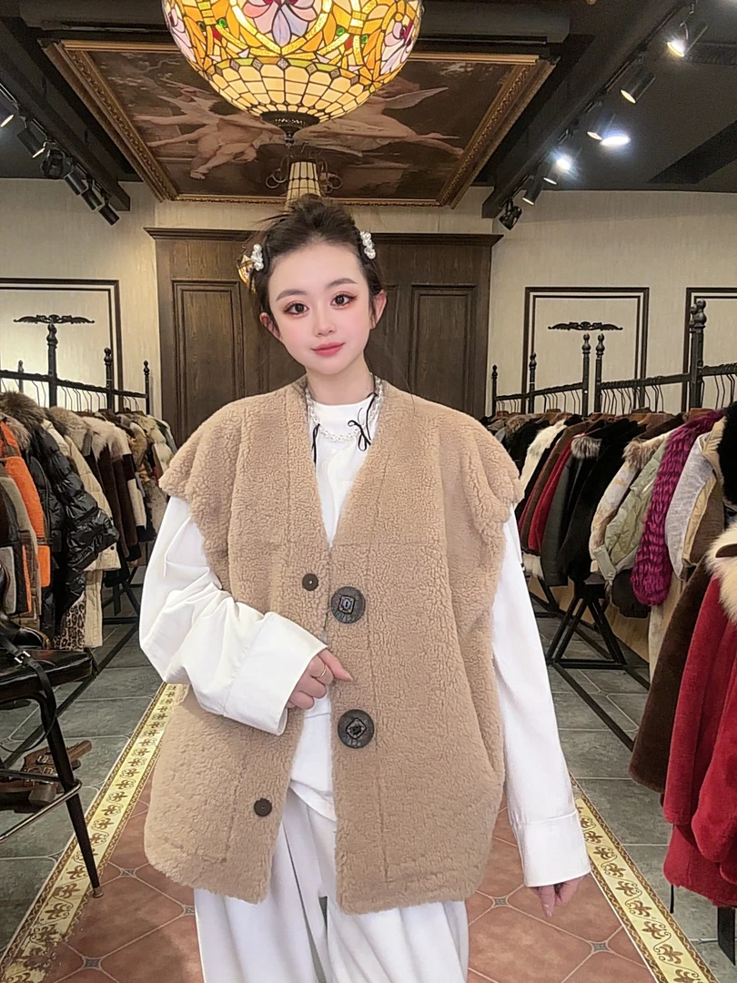 【XH 85713】 2025新款时尚休闲皮毛一体马甲