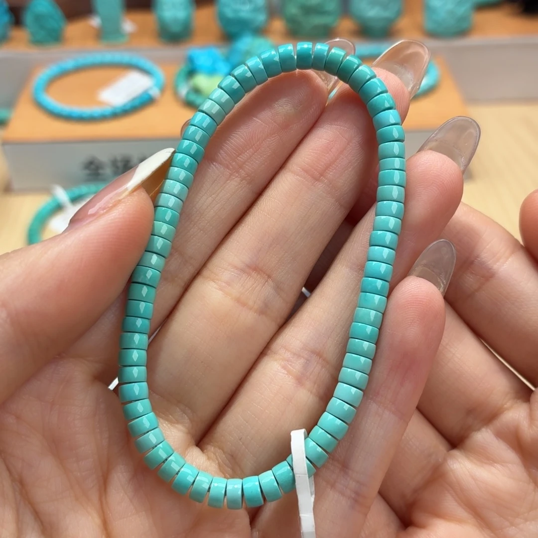 绿松石未镶嵌珠宝奇石直切手串4.5
