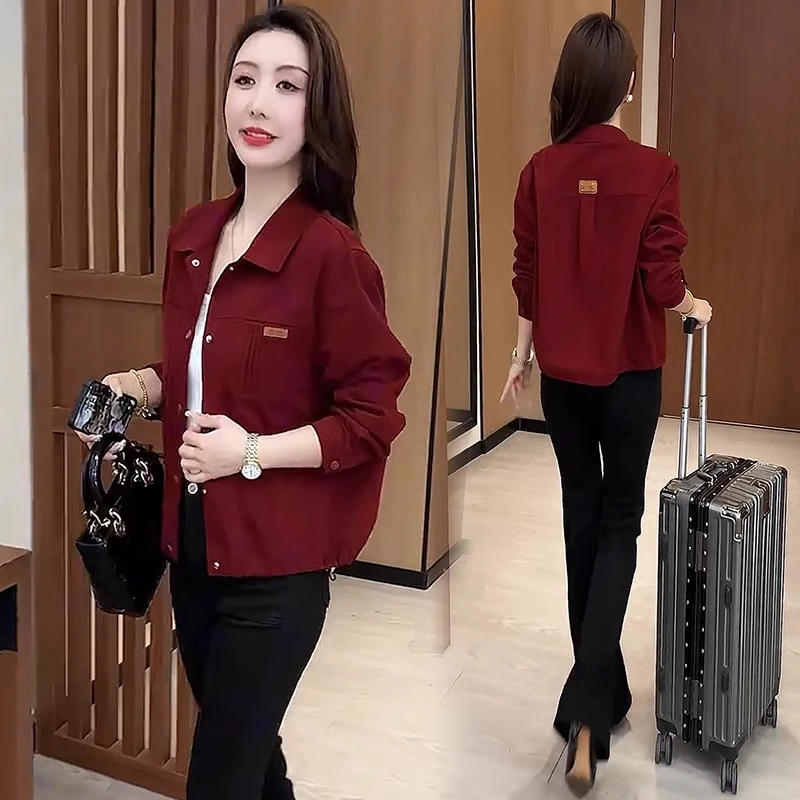 拉夏贝尔时尚休闲衬衫外套女2025夏季新款洋气显瘦减龄小个子上衣