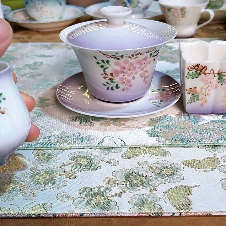 【闪购商品】静**美三才紫藤盖碗➕手柄清寒杯哈哈哈哈