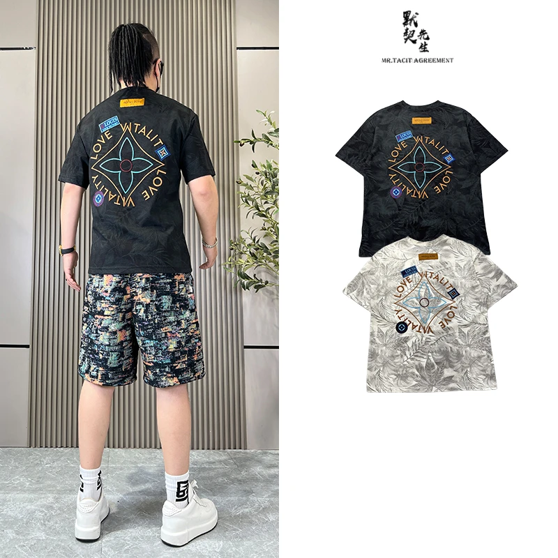 夏季新款短袖T恤男潮牌韩版刺绣圆领宽松休闲百搭青年情侣上衣服