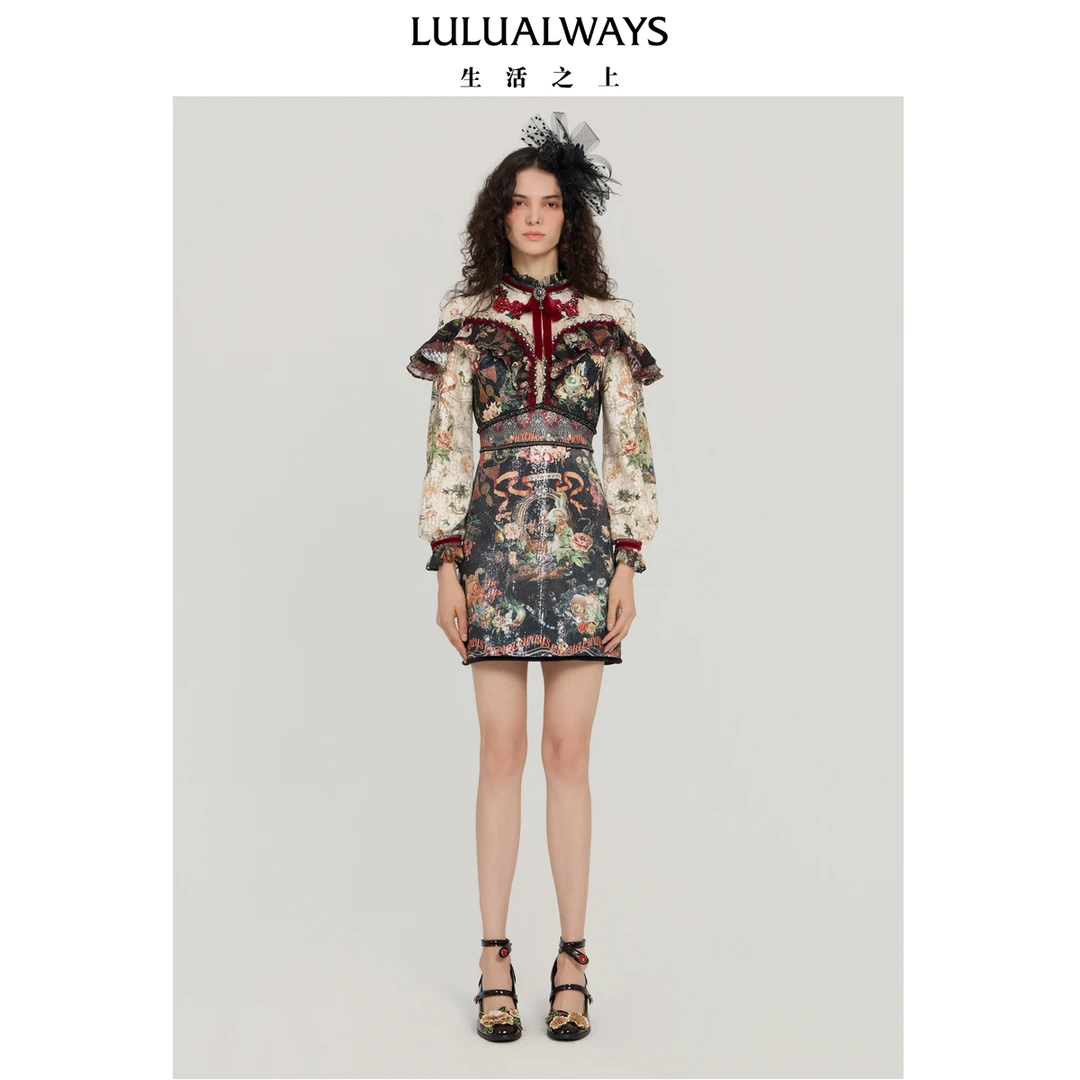 LULUALWAYS【商场同款】25冬季新款法式浪漫【爱的华尔兹】连衣裙