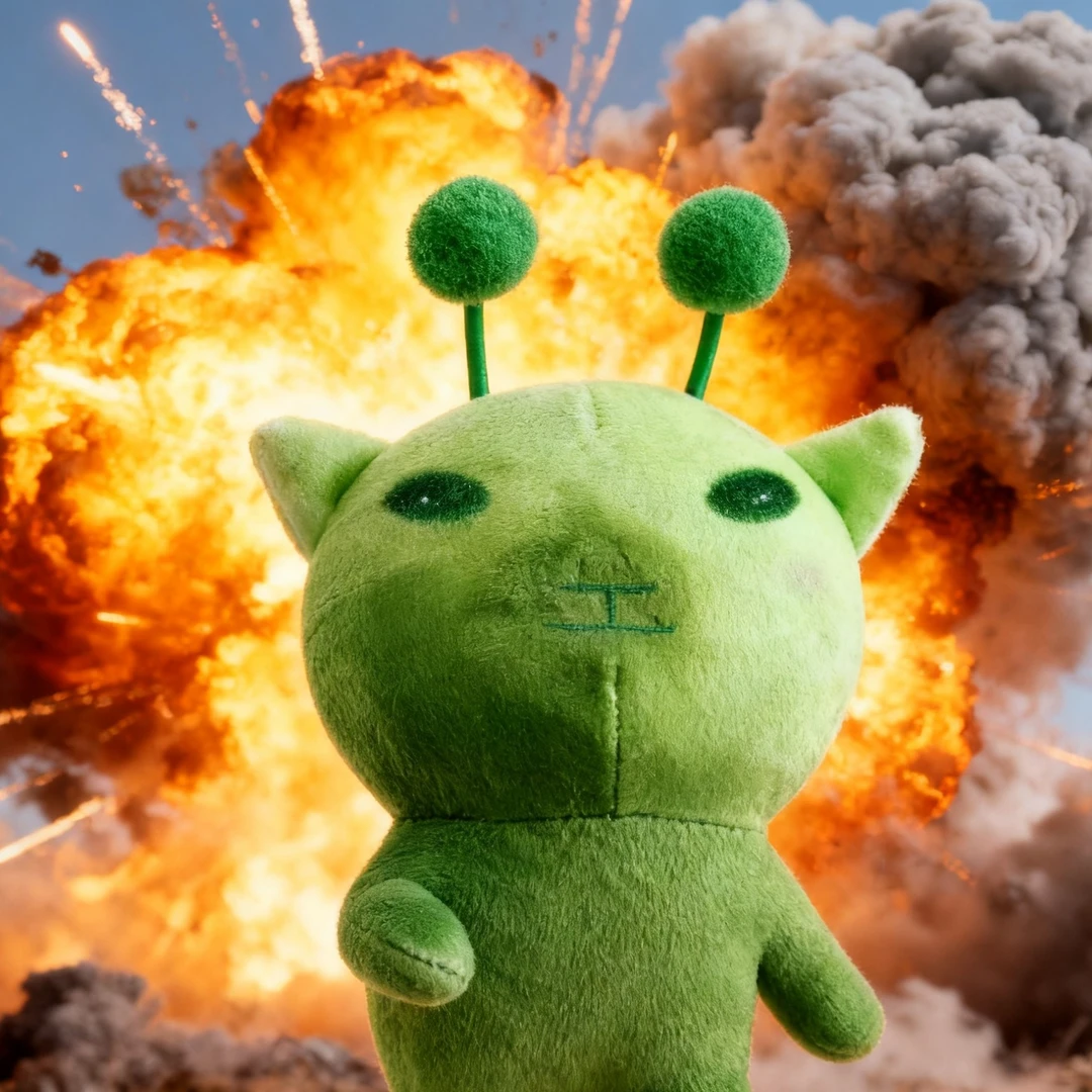 绿色外星猫特效毛绒玩偶猫猫公仔猫咪挂件布娃娃搞怪创意可变造型