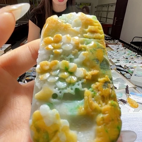 翡翠未镶嵌颈饰一个