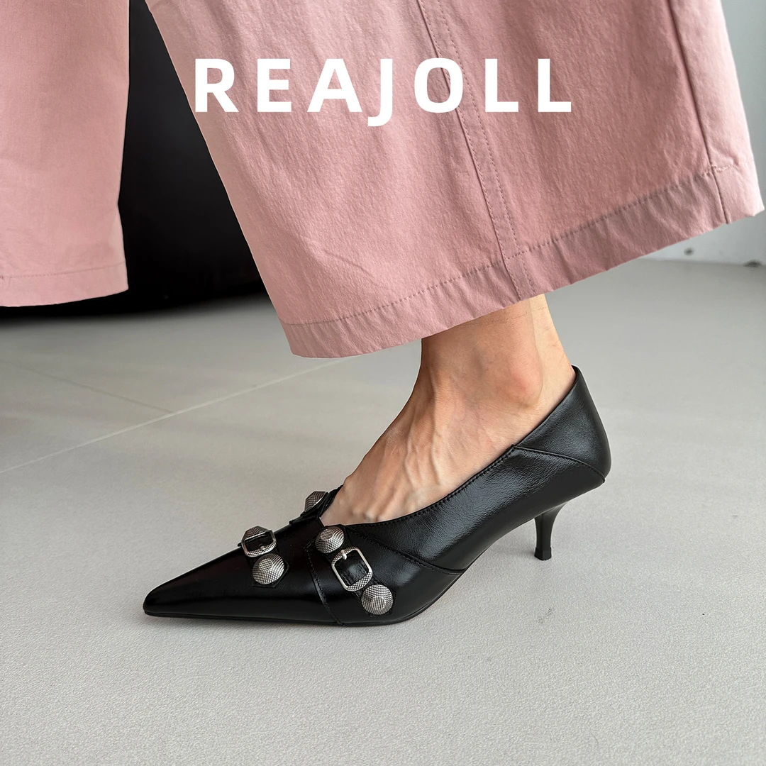 高跟鞋女优雅高级不累脚2025新款网红爆款法式配裙子铆钉细跟单鞋