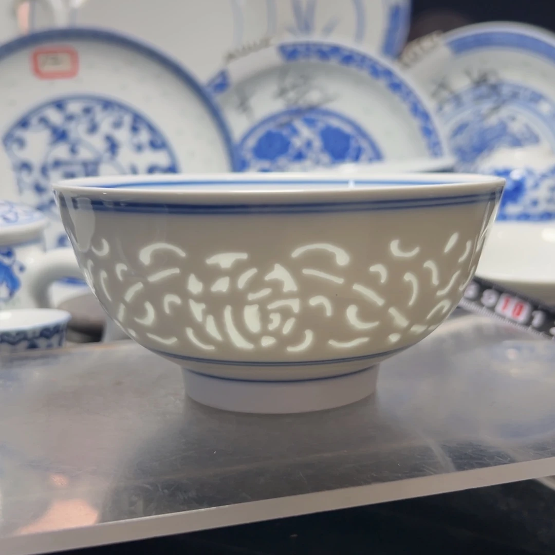 碗双线雕塑福字五寸饭碗