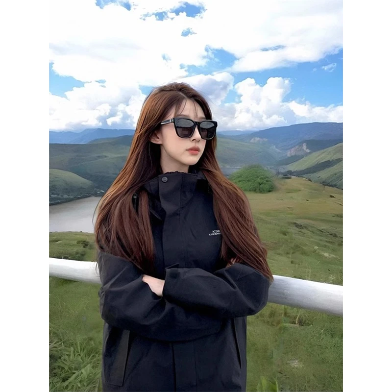 LDAB临典vintage黑色冲锋衣款外套2025新款户外三合一男女登山服