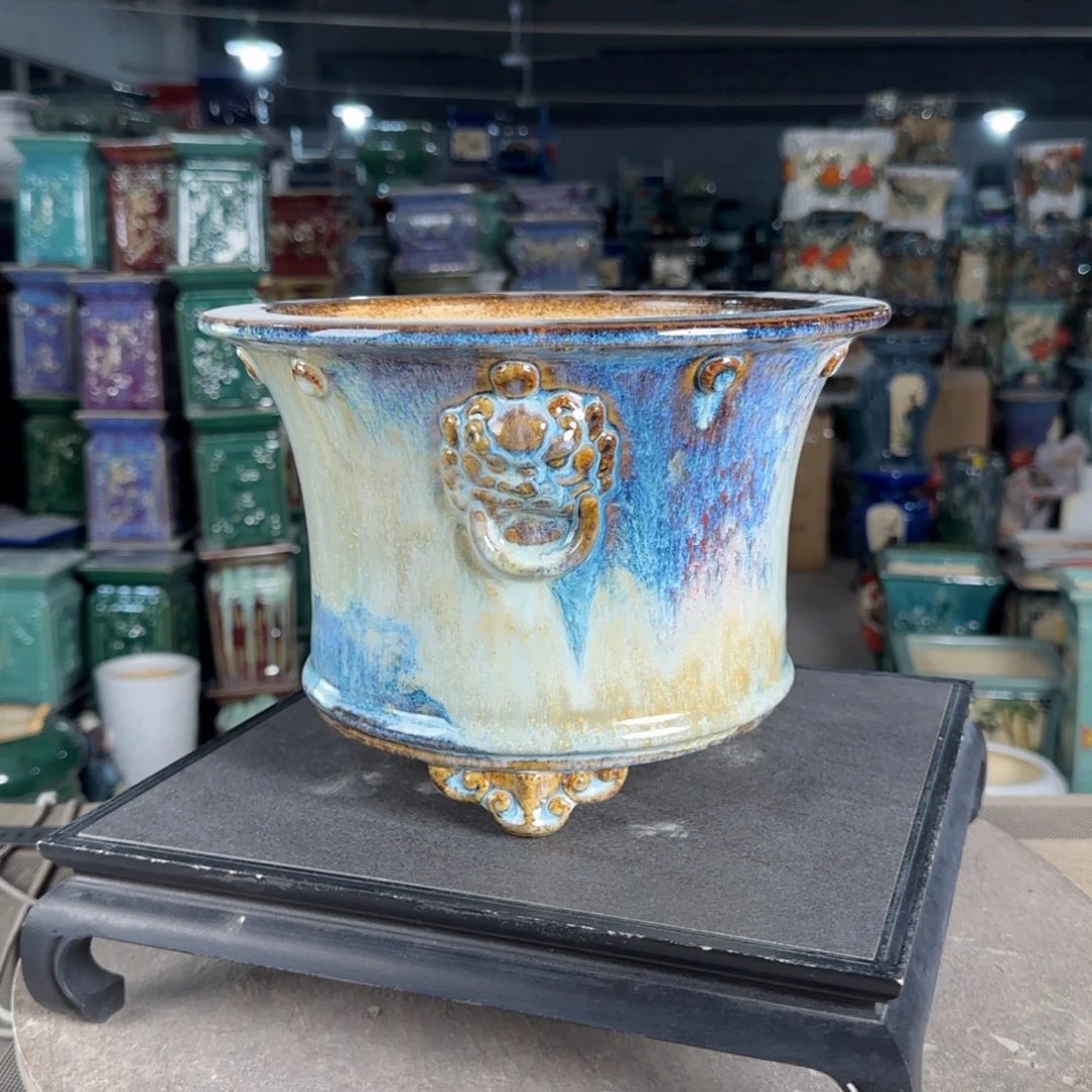 一风堂石湾花盆。高温裂瑕疵553