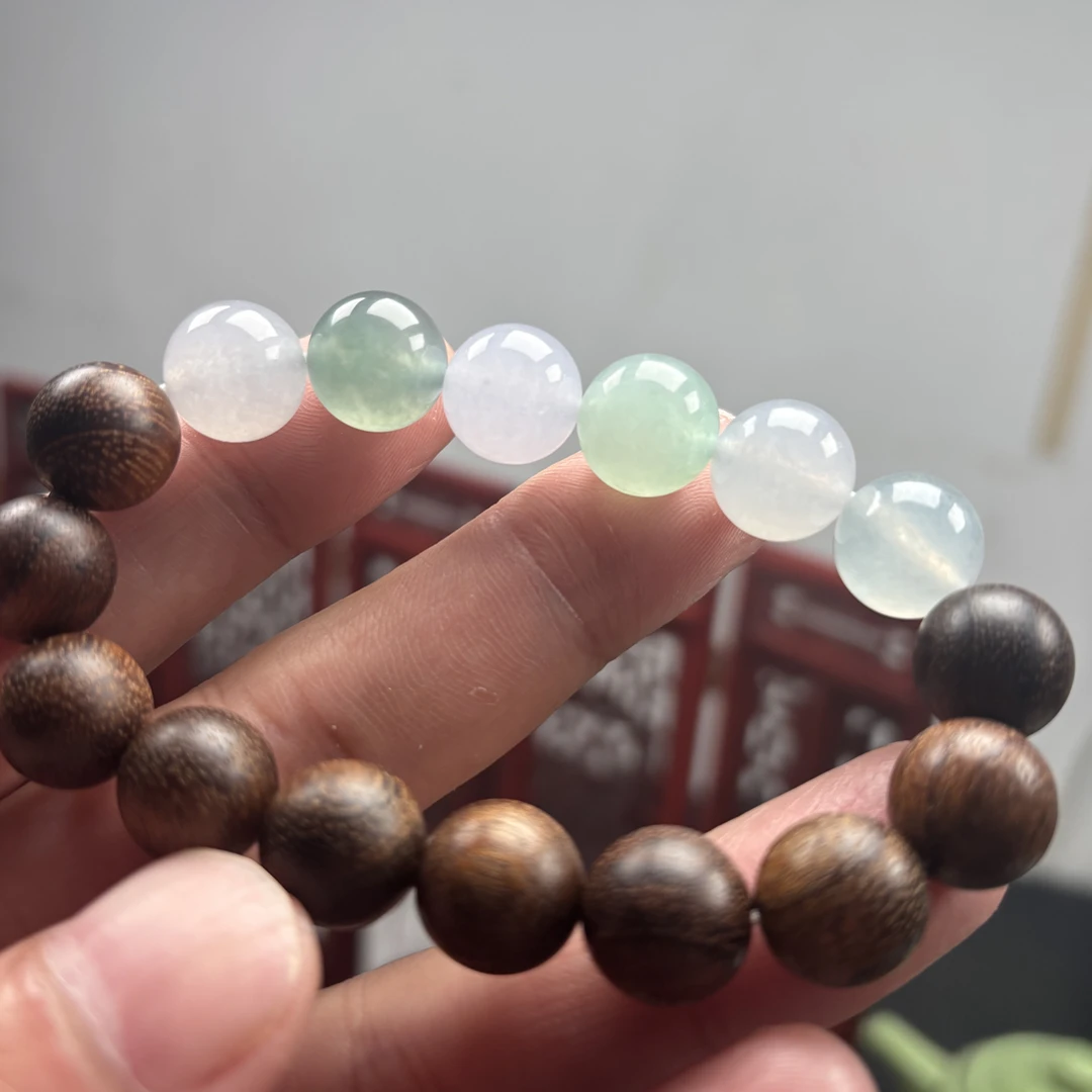 缅甸天然翡翠a货 多宝珠卡12+6颗