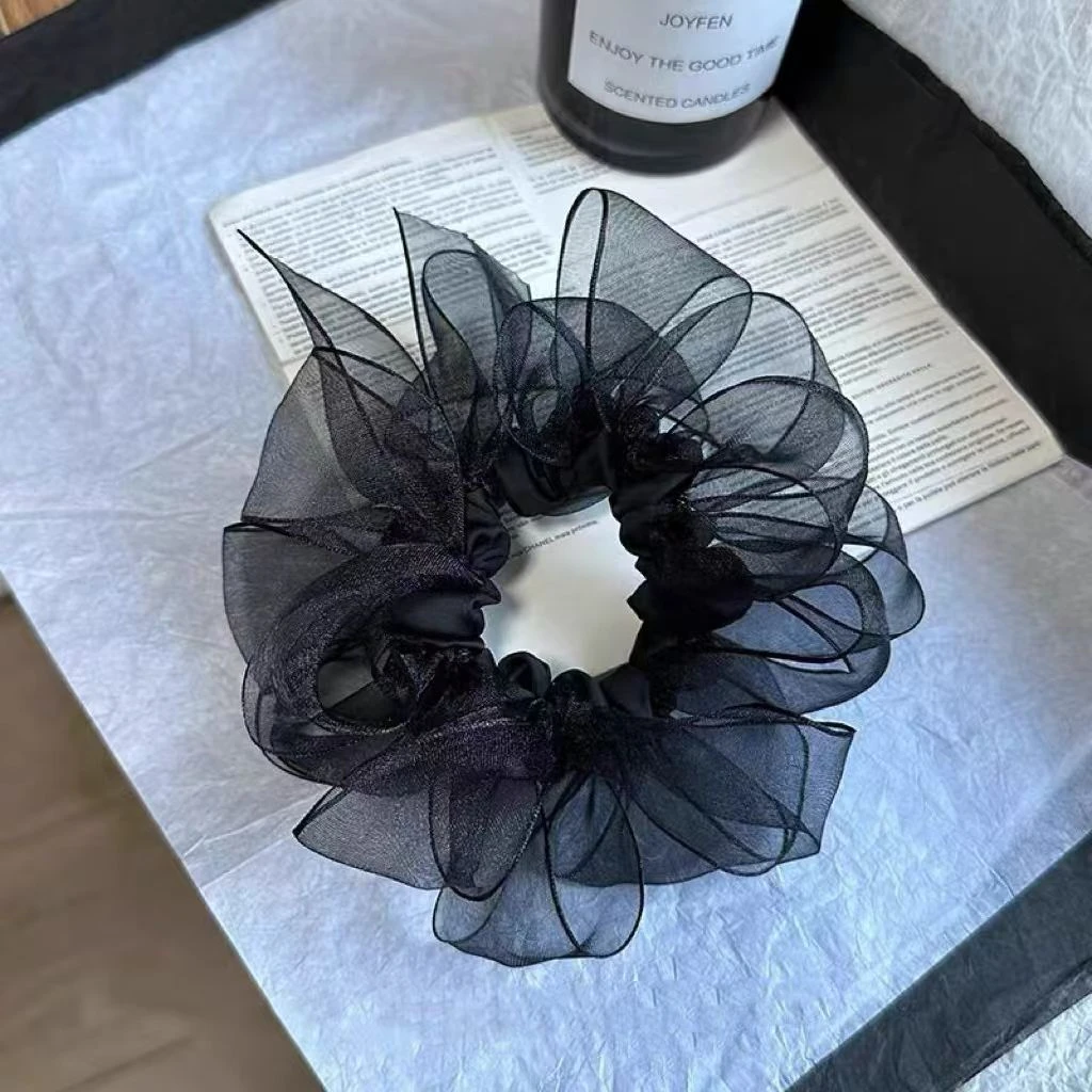 韩国东大门同款欧根纱小肠发圈女2025新款马尾发绳扎头发香蕉夹