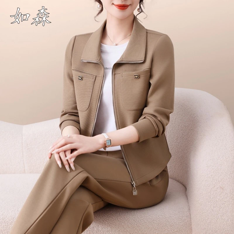 休闲运动套装女春秋2025新款时尚减龄显瘦中年妈妈户外跑步两件套