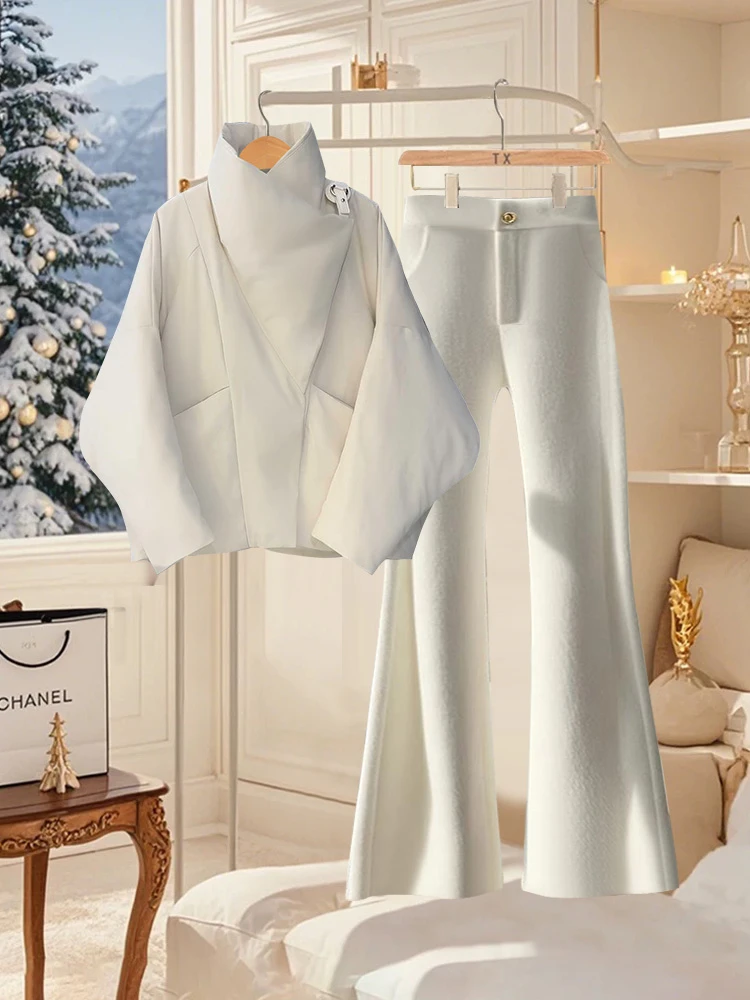 冬季时尚穿搭套装女2025新款宽松显瘦减龄保暖棉服百搭长裤两件套