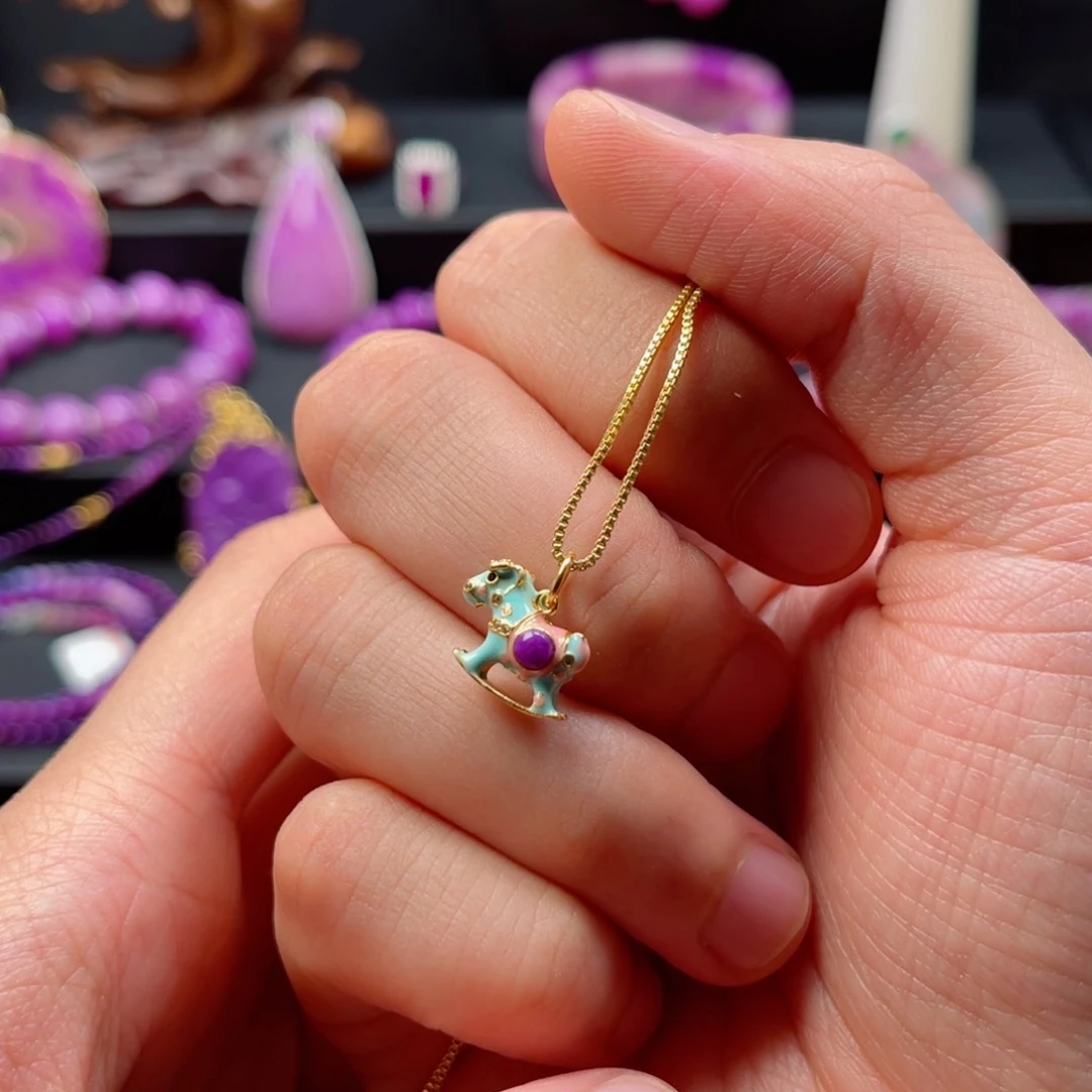 银S925镀金镶嵌苏纪石（舒俱来）吊坠