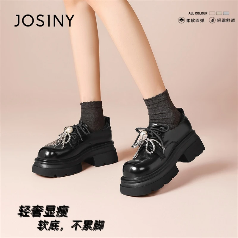卓诗尼厚底乐福鞋女2025新款秋季粗跟仙女风配裙子大头气质小皮鞋