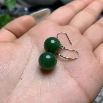 和田玉碧玉翠珠摇影耳坠 多样性发货拍一发一