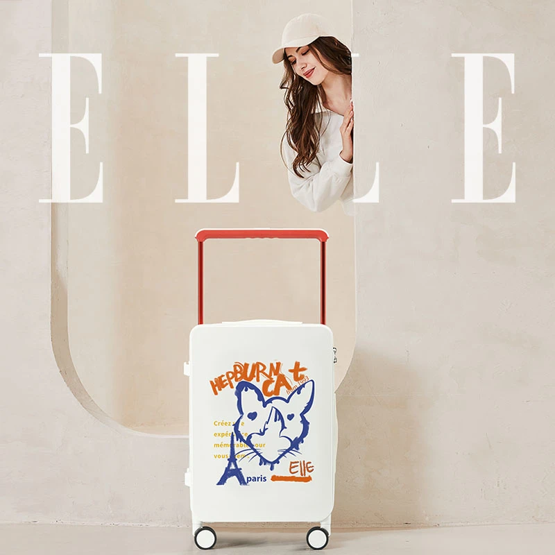 ELLE&赫本猫联名款箱子2025法国款新款大容量拉杆箱网红款行李箱