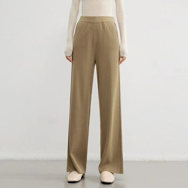 女款百搭休闲羊毛直筒裤-9011