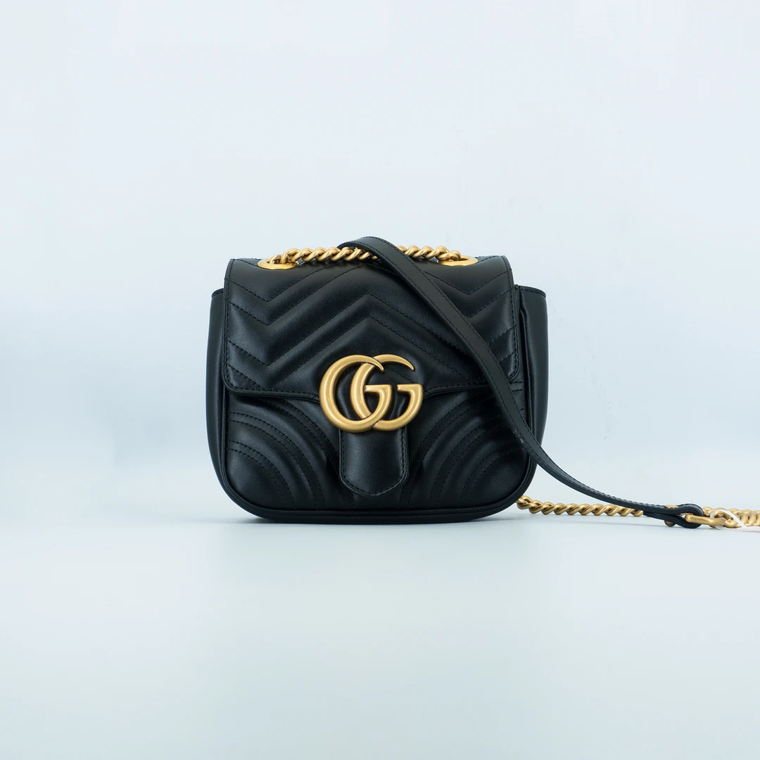 99新 GUCCI/古驰 丨道道精选丨黑金马蒙方胖子链条包