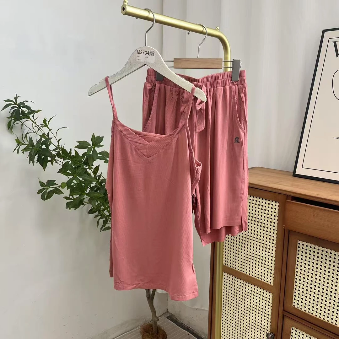 成人女士家居服吊带短裤莫代尔休闲舒适套装CR066