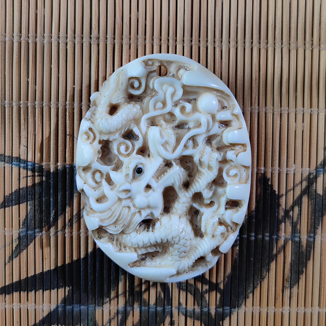 400b松山 天然猛犸牙 龙牌吊坠 支持复检