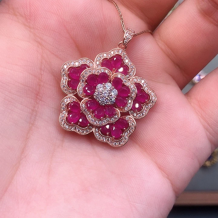 红宝石银S925镶嵌颈饰