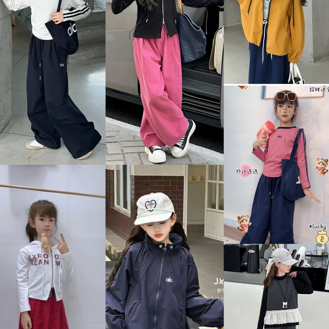 常规少女风女字母秋季拉链套装大童童装休闲百搭春季