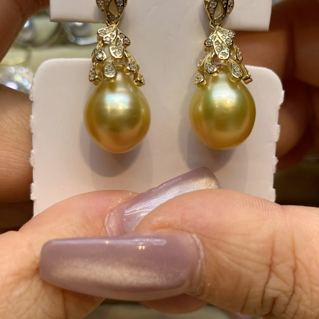 银S925镶嵌耳饰海水珍珠