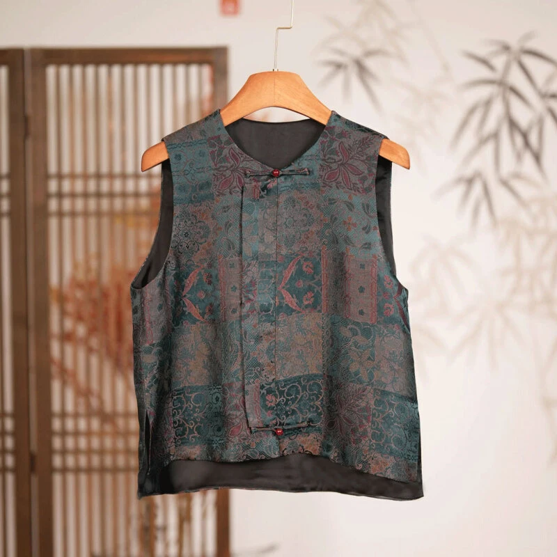 【唐工十二彩】设计师款国风复古盘扣国风马甲