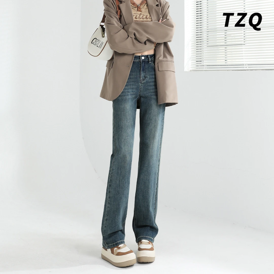 小个子直筒九分裤女秋季新款高腰显瘦基础百搭牛仔裤子TZQ2582906